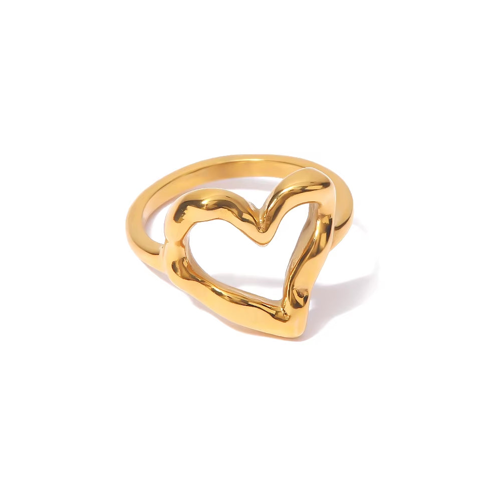 18K Gold PVD Plated 316L Stainless Steel Rings Finger Chunky Wedding Statement Jewelry Shell Freshwater Pearl Zircon Ring