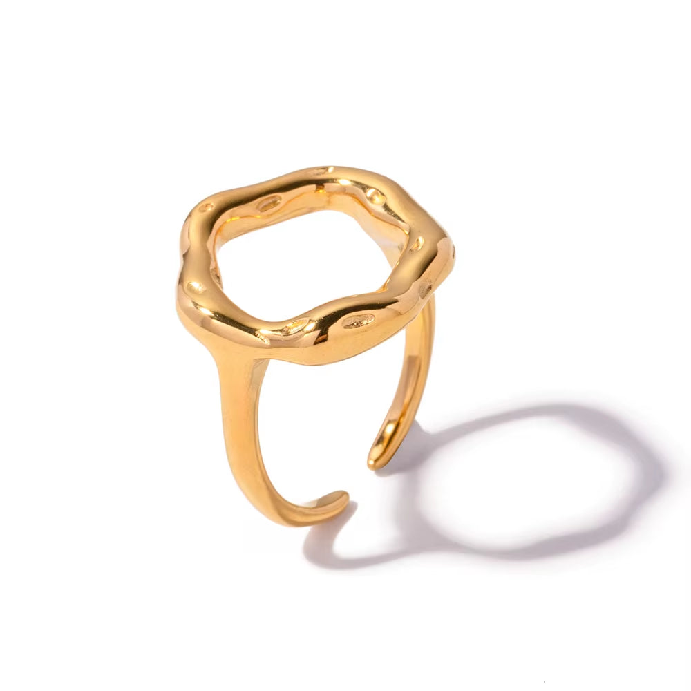 18K Gold PVD Plated 316L Stainless Steel Rings Finger Chunky Wedding Statement Jewelry Shell Freshwater Pearl Zircon Ring