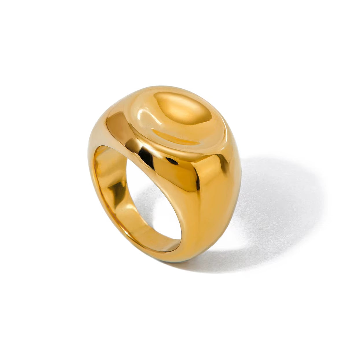 18K Gold PVD Plated 316L Stainless Steel Rings Finger Chunky Wedding Statement Jewelry Shell Freshwater Pearl Zircon Ring