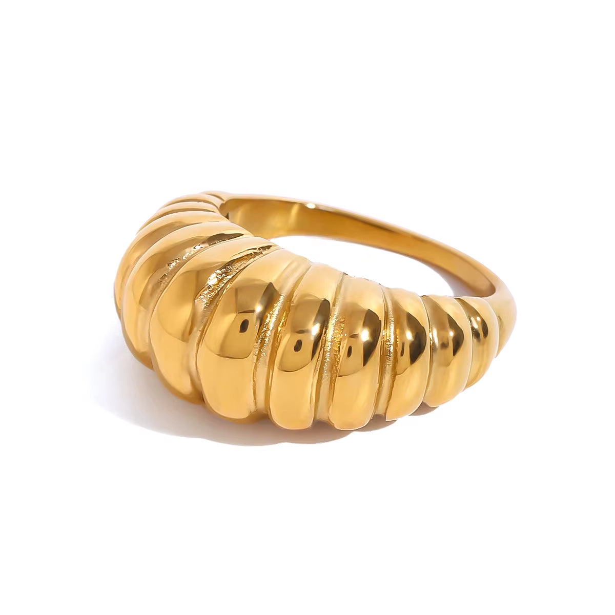 18K Gold PVD Plated 316L Stainless Steel Rings Finger Chunky Wedding Statement Jewelry Shell Freshwater Pearl Zircon Ring