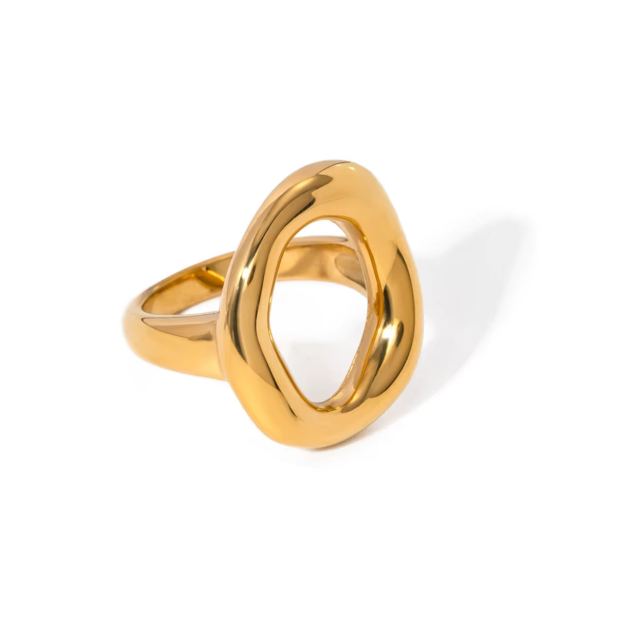 18K Gold PVD Plated 316L Stainless Steel Rings Finger Chunky Wedding Statement Jewelry Shell Freshwater Pearl Zircon Ring