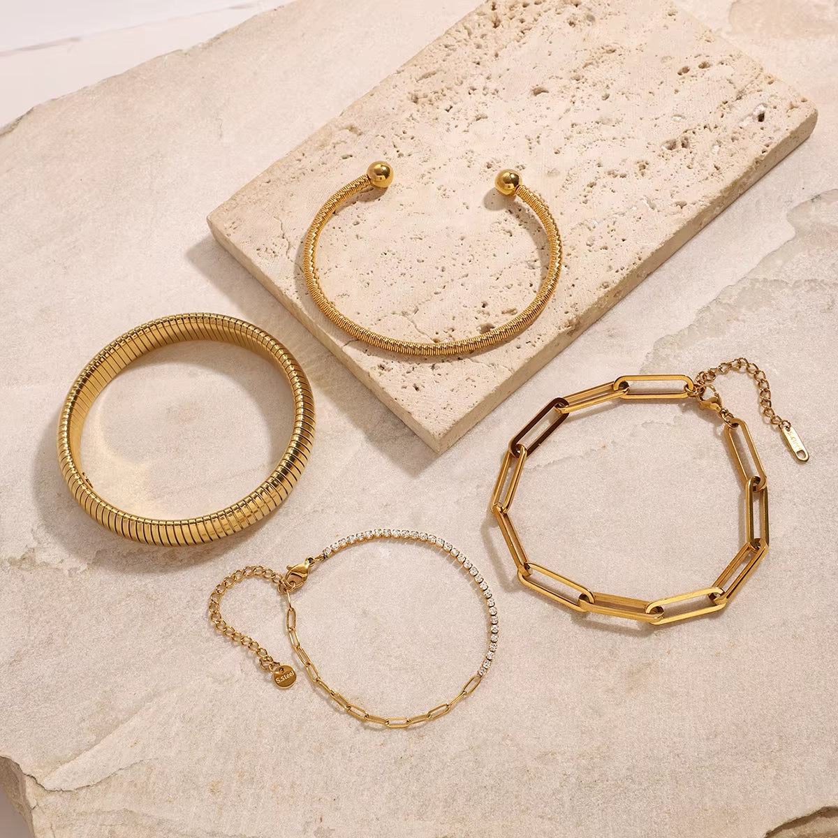 4Pcs Dainty Bracelet Chains by Caitlyn Minimalist Stacked Bracelet Zircon Chain Women'S Jewelry Gift for Her