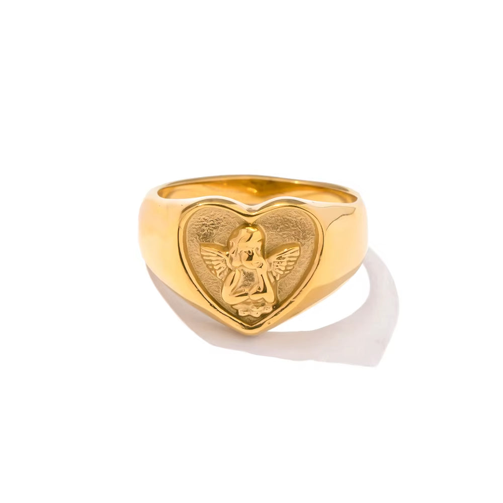 18K Gold PVD Plated 316L Stainless Steel Rings Finger Chunky Wedding Statement Jewelry Shell Freshwater Pearl Zircon Ring