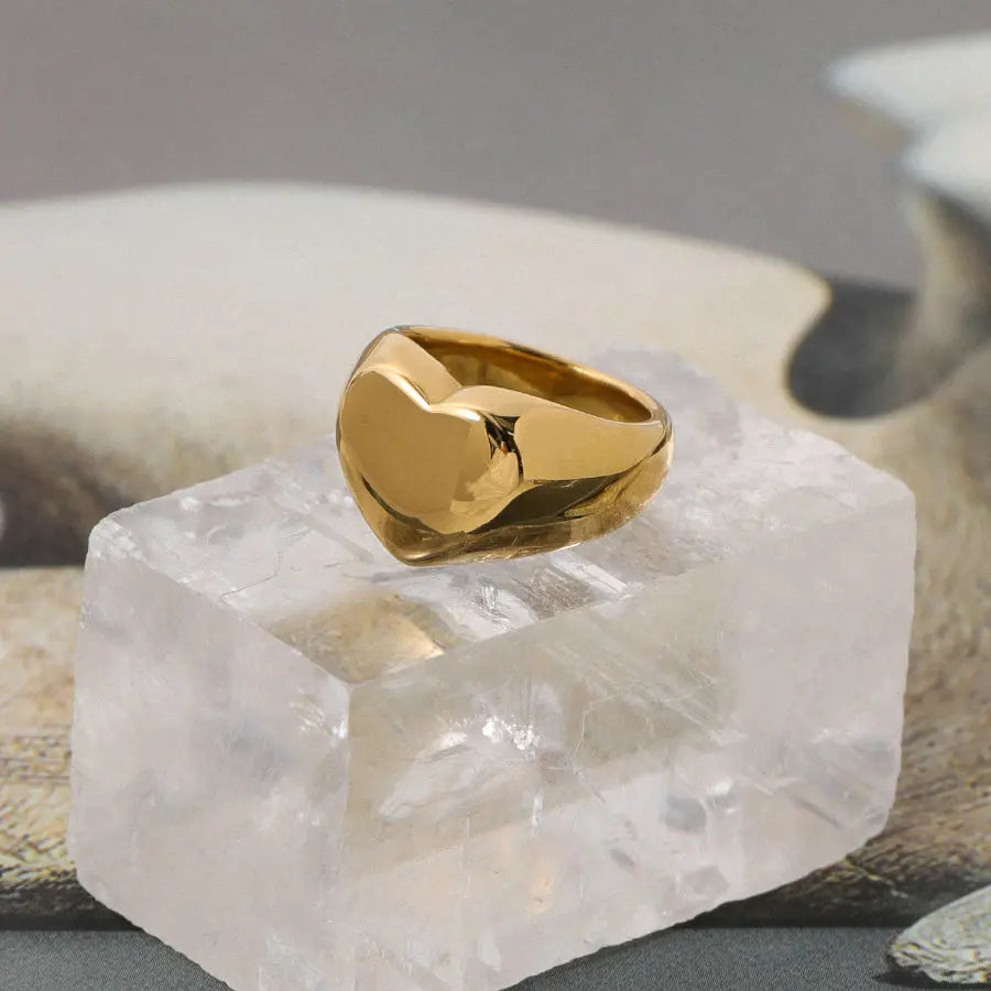 Chunky Sleek 18K Gold Plated over Stainless Steel Elysian Ring Waterproof and Tarnish Resistant Ror Women Jewelry Anillos