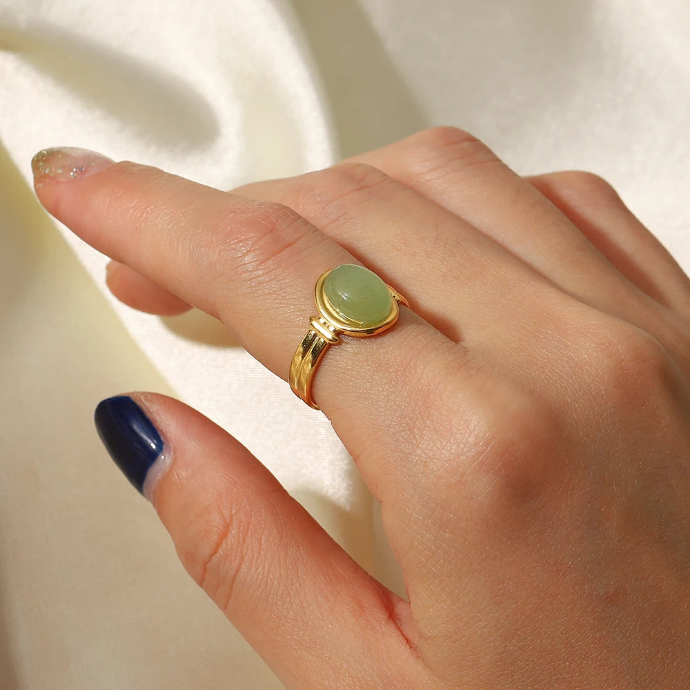 Chunky Sleek 18K Gold Plated over Stainless Steel Elysian Ring Waterproof and Tarnish Resistant Ror Women Jewelry Anillos